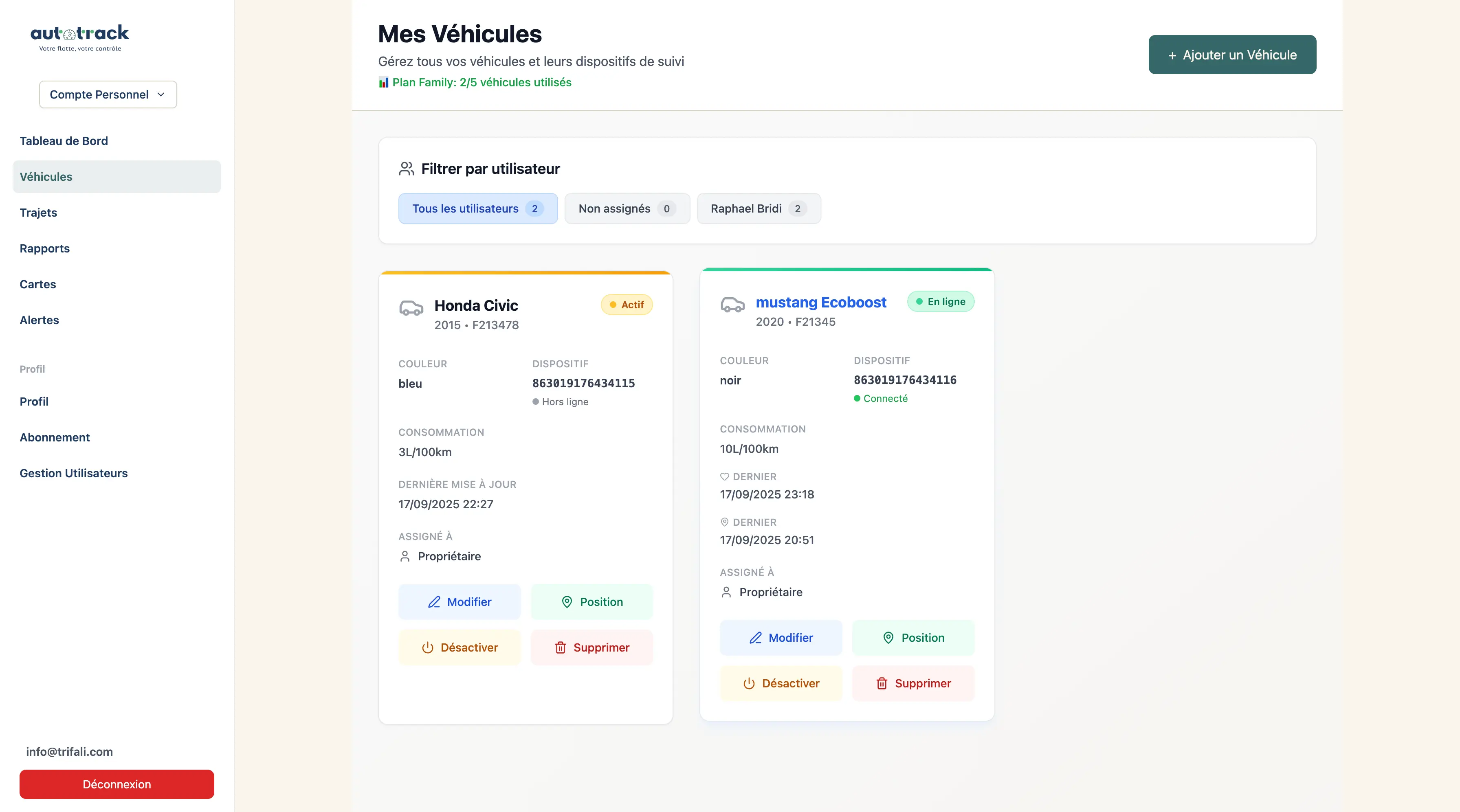 Gestion de Véhicules Avancée